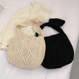 Trendy Literary Crochet Hobo Bag - Hollow Out Knitted, Crossbody, Stylish, Fashionable, and Spacious Handbag for Women