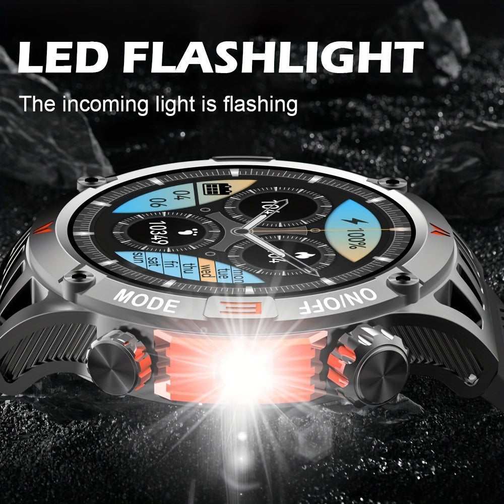 Smart Watch Wireless Answer And Call SOS Outdoor Watch Outdoor Sports Watch LED IP68 Waterproof Compass Fitness Tracker Pedometer Multimedia Message Display, Suitable For Android&IPHONE Mobile Phones, Men's And Women's Smart