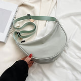 Casual Minimalist Solid Color Crossbody Bag, Zipper Crescent Shoulder Bag For Women, Daily Use Bag