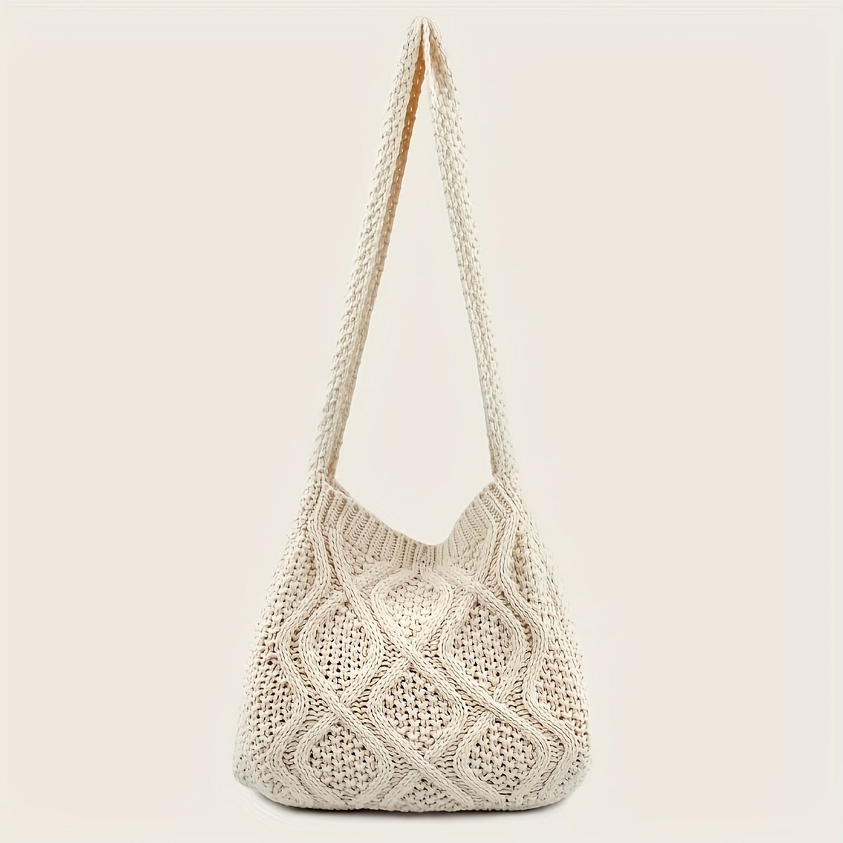 Trendy Literary Crochet Hobo Bag - Hollow Out Knitted, Crossbody, Stylish, Fashionable, and Spacious Handbag for Women