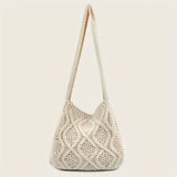 Trendy Literary Crochet Hobo Bag - Hollow Out Knitted, Crossbody, Stylish, Fashionable, and Spacious Handbag for Women