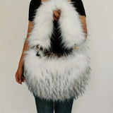 [Heart Shaped Plush Shoulder Bag] Plush Love Heart Shaped Shoulder Bag, Y2K Fluffy Tote Bag, Faux Fur Underarm Bag Purse For Women