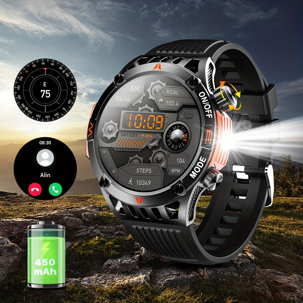 Smart Watch Wireless Answer And Call SOS Outdoor Watch Outdoor Sports Watch LED IP68 Waterproof Compass Fitness Tracker Pedometer Multimedia Message Display, Suitable For Android&IPHONE Mobile Phones, Men's And Women's Smart