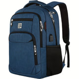 Laptop Backpack for Men Women, Business Travel Laptop Backpack with USB Charging Port, College Bag Daypack for Work, Business Computer Backpack Bag Fit 15.6 Inch Laptop (Black, Blue, Light Grey 15.6 Inch)