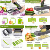 14-in-1/ Set Upgraded Vegetable Chopper With Container, Professional Food Chopper, Multi-Functional Fruit Slicer, Manual Food Shredder, Onion Grater With Multiple Interchangeable Blades Chopper, Dicer (Kitchen Gadgets And Ess