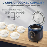Bear Mini Rice Cooker 2 Cups Uncooked, 40.58oz Portable Non-Stick Small Travel Rice Cooker, BPA Free, One Button To Cook And Keep Warm Function, Blue