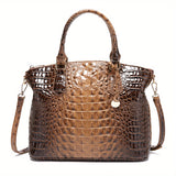 Chic Crocodile Embossed Womens Handbag - Top Handle Satchel with Roomy Interior & Convertible Crossbody Strap - Fashion Purse for Everyday Style