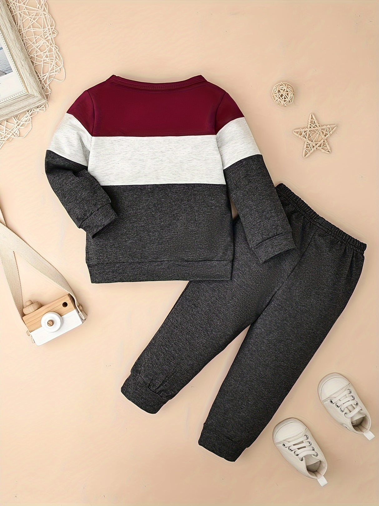 CETEPY Toddler Baby Boys Clothes Autumn Winter Outfits Color Block Long-sleeved Top + Trousers wIth Pockets Sets 12 Months-5 Years, for Outdoor
