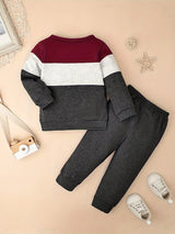 CETEPY Toddler Baby Boys Clothes Autumn Winter Outfits Color Block Long-sleeved Top + Trousers wIth Pockets Sets 12 Months-5 Years, for Outdoor
