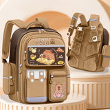 Lightweight 1pc Preppy Style Khaki Nylon Backpack for College, 16-inch Water-Resistant School Bag with Adjustable Straps, Zipper Closure, Polyester Lining, Contrast Binding, Easy to Clean, Printed Design