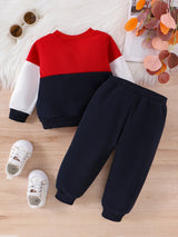 CETEPY Toddler Baby Boys Clothes Autumn Winter Outfits Color Block Long-sleeved Top + Trousers WIth Pockets Sets 6 Months-3 Years, for Outdoor