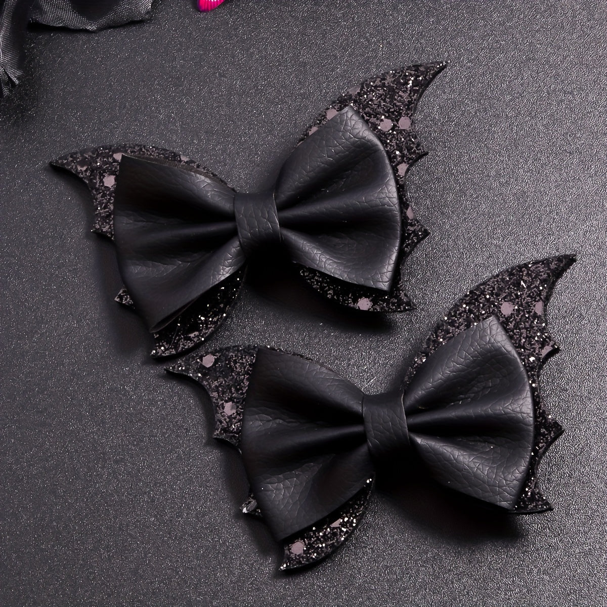 2pcs, Delicate Gothic Punk Bat Wings Design Hair Bows, Girls Halloween Style Casual Leisure Hair Accessories, Gift Photo Props