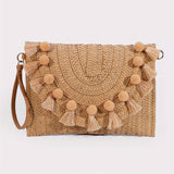 Stylish Woven Straw Envelope Clutch Bag - Summer Beach Travel Accessory with Rattan Wrist Strap, Spacious Interior, and Chic Design - Perfect for Women's Vacation, Travel, and Daily Use