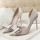[High Heels for Wedding Party Women] Women's Elegant Bowknot Decor Stiletto Heels, FashionPointed-Toe Pumps, Cut-Out Side Design Heels, Wedding Party Prom High Heels For Women