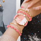 5pcs/set Women's Watch Elegant Butterfly Quartz Watch Analog PU Leather Wrist Watch & Bracelets, Valentines Gift For Her