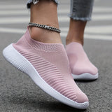 Women's Solid Color Sneakers, Breathable Flying Woven Outdoor Shoes, Lightweight Low Top Running Shoes plus size