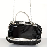 Sparkling Ruffled Clutch Bag - Shiny Top Ring Handle for Elegant Evening Wear - Perfect for Weddings, Parties, and Festivals