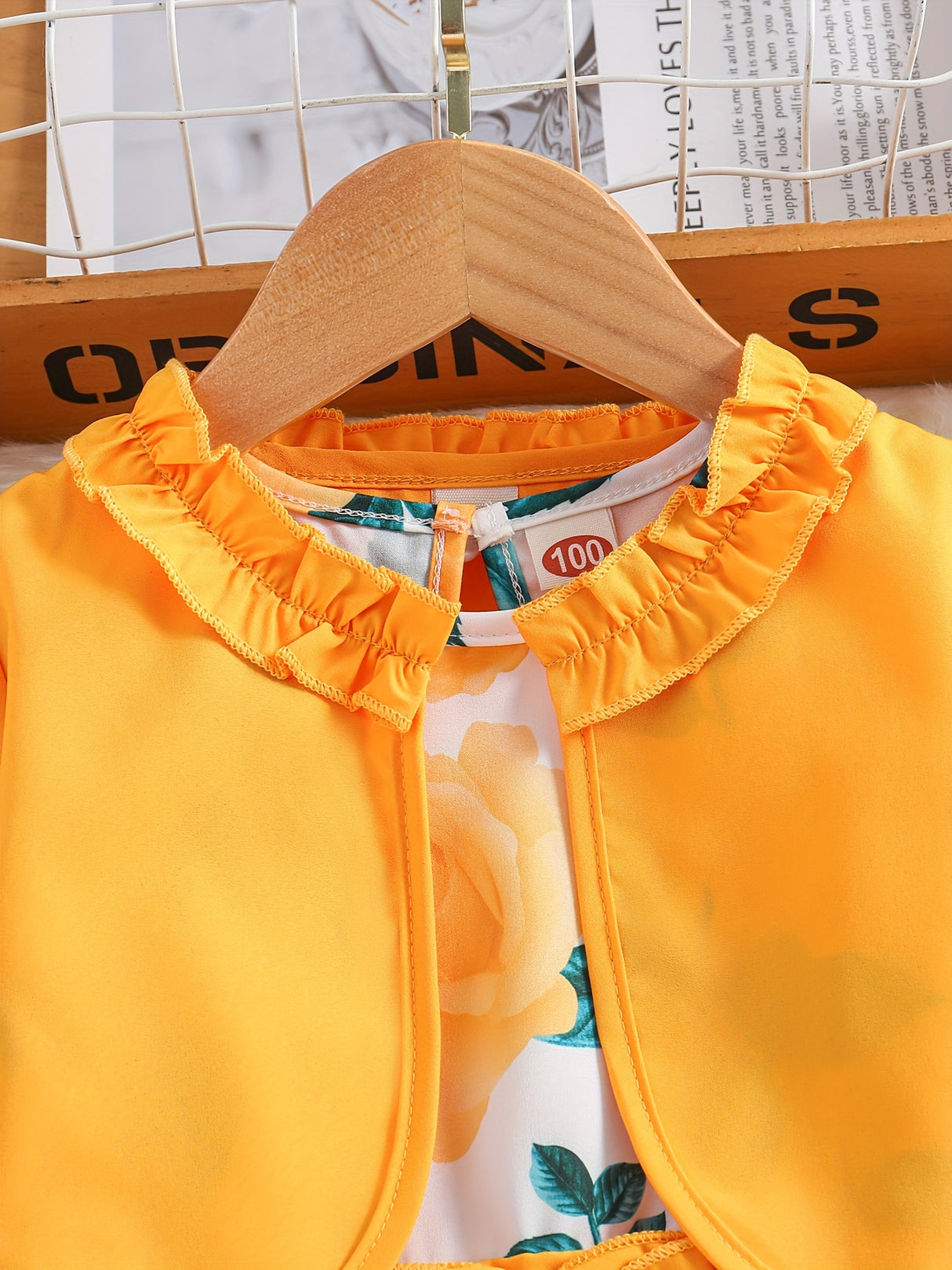 Girls' 2pc Solid Long Sleeve Cardigan & Flora Dress, Comfy Outfits Kids Clothes For Fall Party