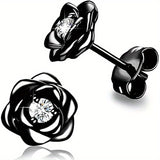 Shiny Zircon Flower Stud Earrings - Delicate Daily Jewelry for Women