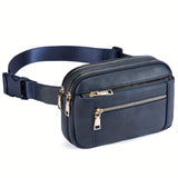 [Synthetic Leather Fanny Pack] 1pc Synthetic Leather Women's Casual Fanny Pack - Adjustable Strap Crossbody Belt Bag with Zipper Closure and Lining, Solid Color Waist Bag