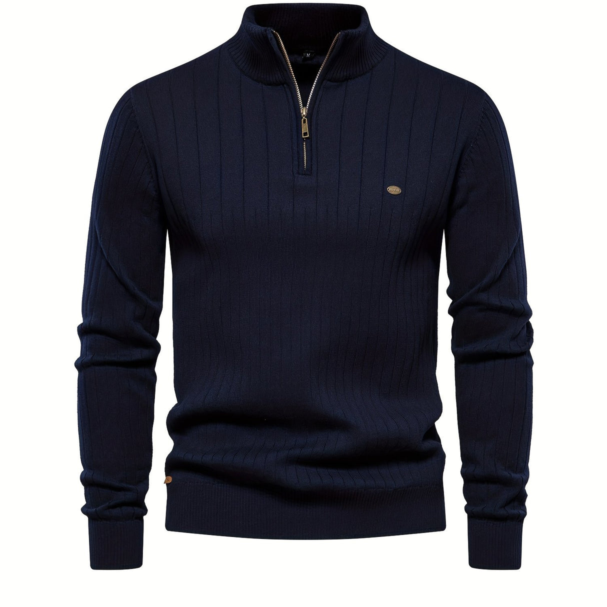Men's Casual Cotton Warm Slightly Stretch Half Zipper Stand Collar Pullover Sweater For Men Fall Winter