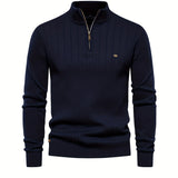 Men's Casual Cotton Warm Slightly Stretch Half Zipper Stand Collar Pullover Sweater For Men Fall Winter