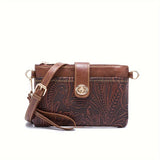 Exquisite Embossed Western Clutch Bag - Versatile Crossbody or Wristlet - Timeless Retro Style for Fashion-Forward Women