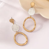 Hollow Circle Pendant Elegant Dangle Earrings Zinc Alloy Silver Plated Jewelry Exquisite Female Gift