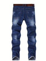 Stretchy Chic Ripped Skinny Jeans for Men - Soft, Breathable, Comfortable, Faded, Distressed Denim Pants with Elastic Waistband - Chic Street Style, Casual Fashion, Perfect for Daily Wear