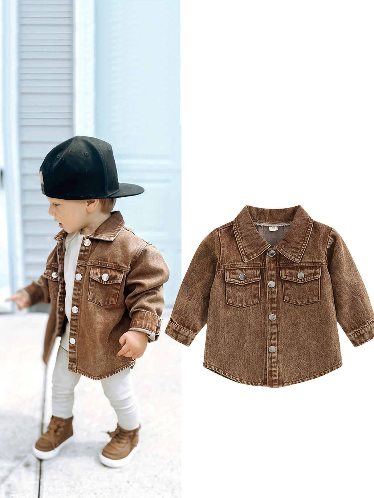 Toddler Boys Girls Outerwear Denim Jackets Button Down Jeans Coat Long Sleeve Shirt Top Fall Cowboy Clothes For 708.66inch-6Y