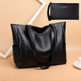 1pc Large Capacity Trendy PU Leather Shoulder Bag - Durable, Zipper Closure, Portable, Double Handle, Stylish Tote Handbag for Daily Use - Perfect for Work, School, Travel, and Shopping