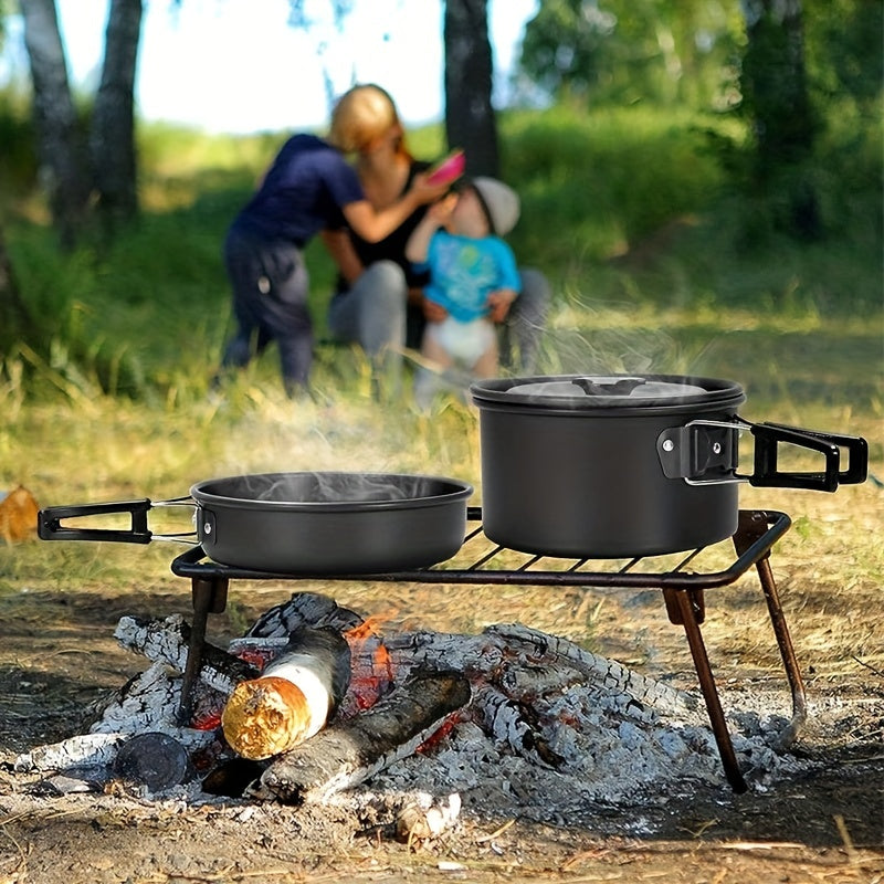 Pardarsey 15pcs Camping Cookware Mess Kit,Portable Non-Stick Aluminum Alloy Cookware,Kettle Pot Frying Pan Plates Forks Knives Spoons for Camping, Backpacking, Outdoor Cooking
