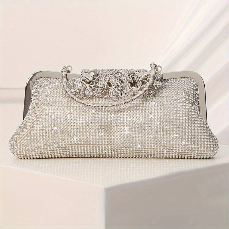 Luxurious Rhinestone Evening Clutch Bag - Small, Fashionable, Sparkling Purse for Weddings, Luxurious Dinners, and Formal Events - Elegant, Glamorous, and Eye-Catching Accessory for Women