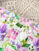Adorable Baby Girl Romper Set - Cow Head Flower Short Sleeve Triangle Design, Long Flared Trousers with Vibrant Floral Print, Soft and Breathable Fabric, Comfortable Wear for Newborns