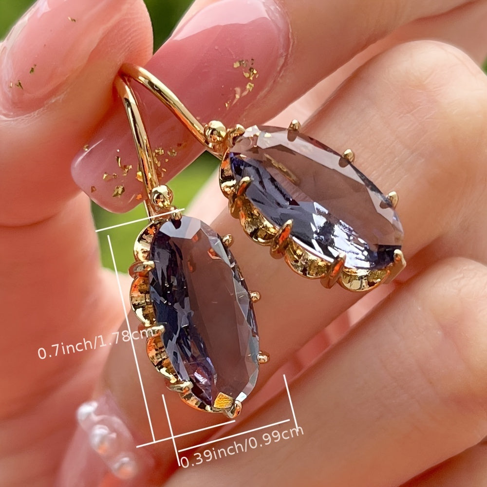 [Bridal Earrings] Oval Blue Bridal Wedding Earrings | Fashion Hanging Claw Setting Women's Jewelry Gifts