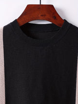 Color Block Chic Knit Shirt, Men's Casual Crew Neck High Stretch V-Neck Pullover Sweater For Men Spring Fall