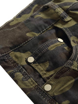 Men's Slim Fit Stretch Jeans Distressed Straight Leg Denim Pants, Fashion Biker Jeans Ripped Skinny Jeans for Men Camouflage Cargo Pants