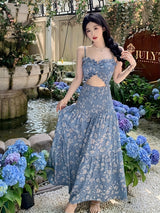 Elegant Floral Cut Out Dress for Women - Perfect for Spring and Summer Events