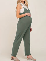 Women's Sleeveless Maternity Jumpsuits Casual Spaghetti Strap Overalls Long Harem Pants Romper with Pockets
