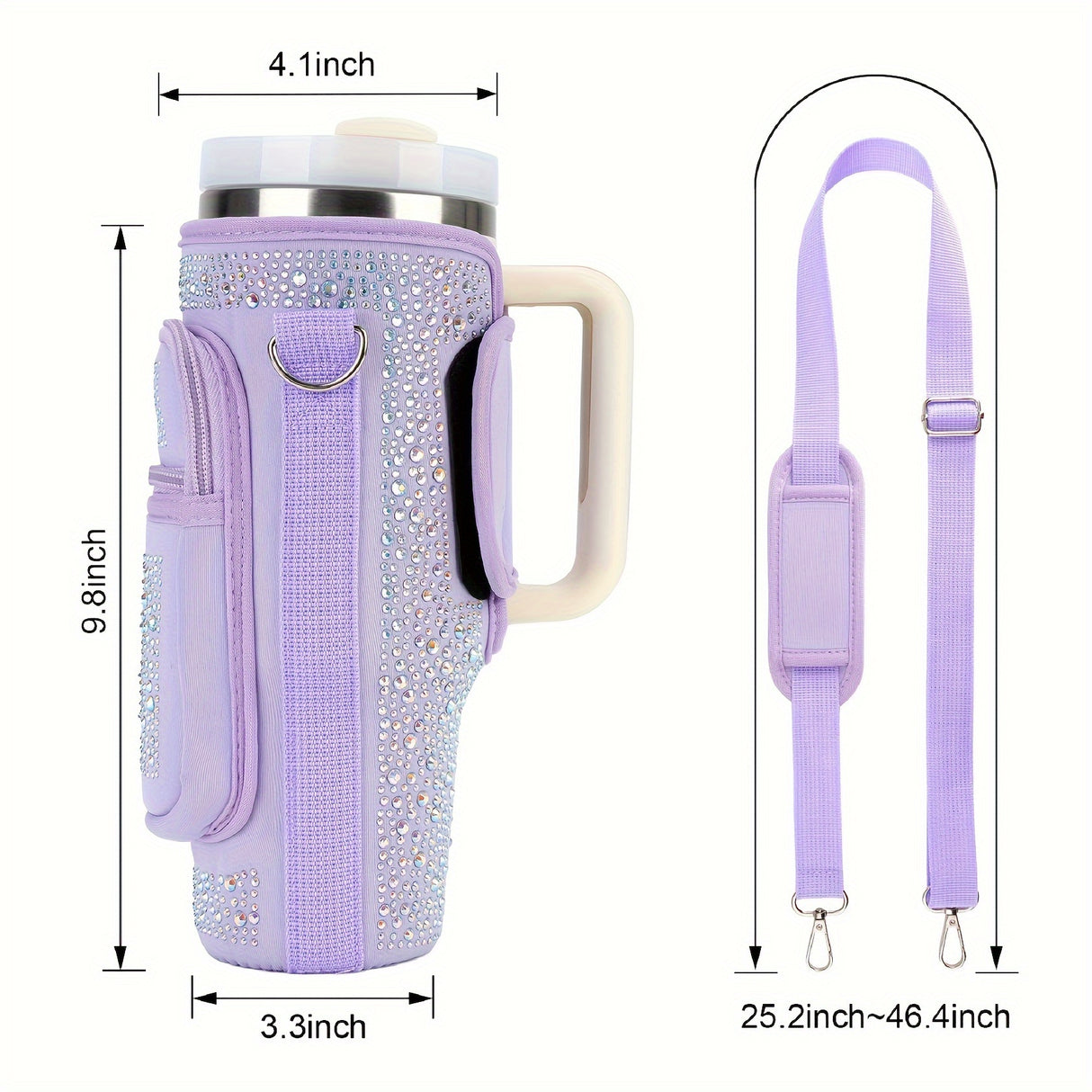 Water Bottle Carrier Bag, Cup Belt Bag with Phone Pocket, Adjustable Strap