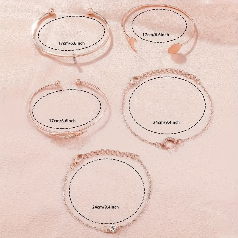 6pcs/set Women's Watch Luxury Rose Golden Quartz Watch Analog Stainless Steel Mesh Wrist Watch & Bracelets, Gift For Mom Her for eid, ramadan