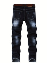 Stretchy Chic Ripped Skinny Jeans for Men - Soft, Breathable, Comfortable, Faded, Distressed Denim Pants with Elastic Waistband - Chic Street Style, Casual Fashion, Perfect for Daily Wear