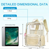 Clear Backpack for Women Men Stadium Events TPU Transparent Travel Backpacks Large Laptop College Bookbags Kids Elementary School Bag for Girls Boys Teens Student Causal Daypack-Beige