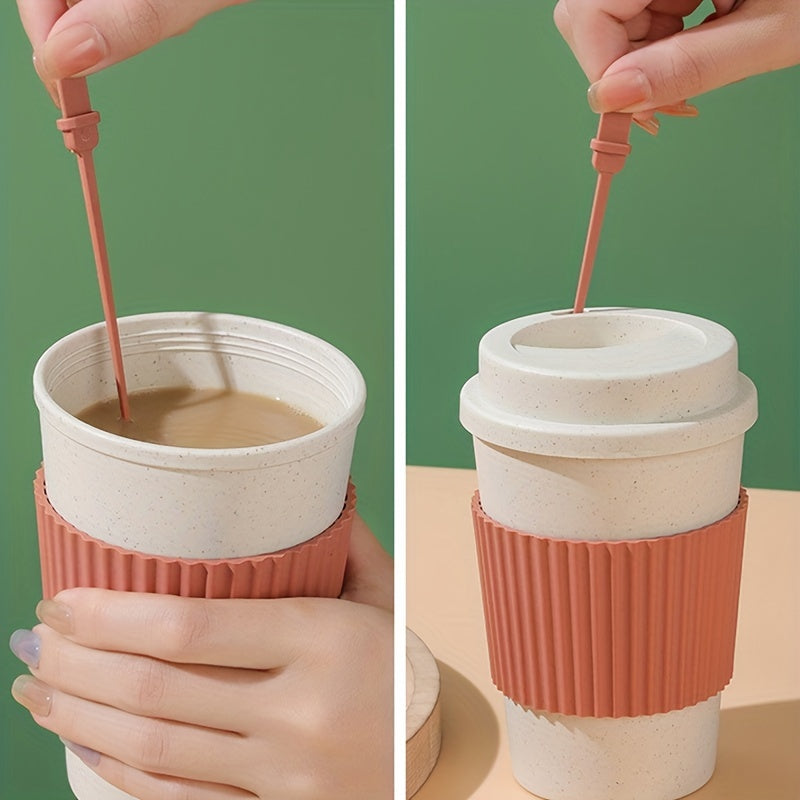 1pc 21oz Portable Reusable Coffee Cup, Travel Wheat Straw Fiber Mug for Restaurant, Hotel, Commercial, Outdoor, Office, Home, Car Use - 4 Colors Available
