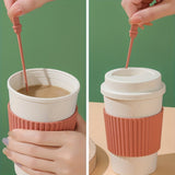 1pc 21oz Portable Reusable Coffee Cup, Travel Wheat Straw Fiber Mug for Restaurant, Hotel, Commercial, Outdoor, Office, Home, Car Use - 4 Colors Available