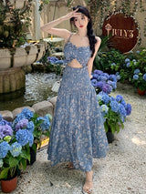 Elegant Floral Cut Out Dress for Women - Perfect for Spring and Summer Events