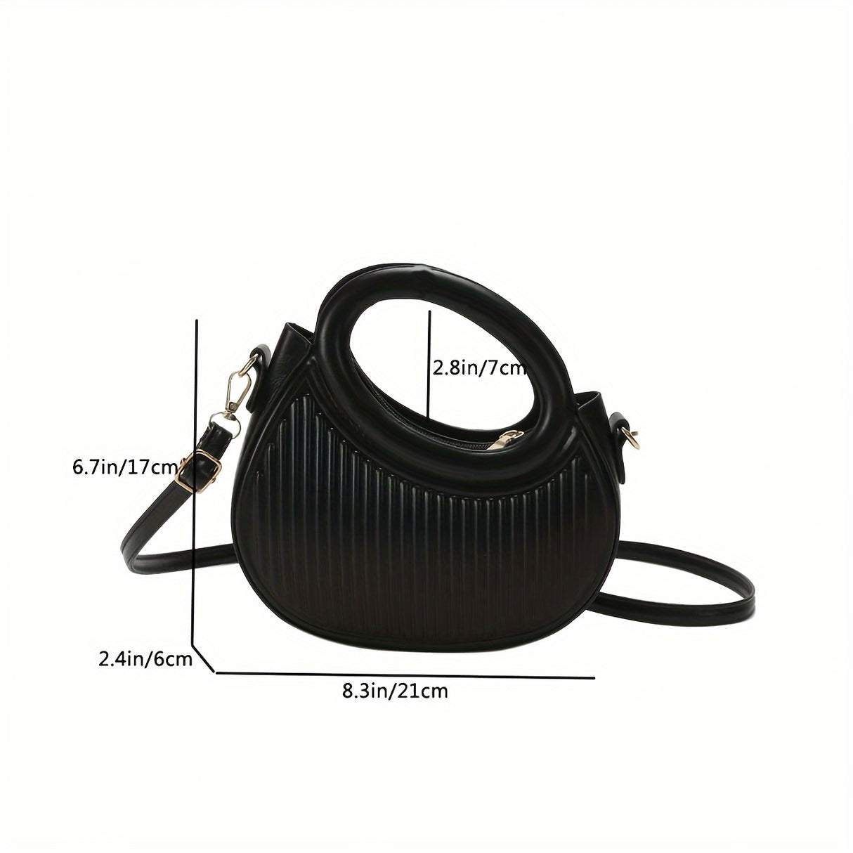 Chic Black Embossed Stripe Crossbody Bag for Women - Elegant Synthetic Leather Handbag with Golden-Tone Hardware, Versatile Shoulder Purse for Everyday Use, Versatile Shoulder Bag | Chic Stripe Design | Luxury Look Purse