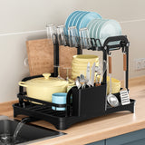 1pc Dish Drainer Rack, Compact Plastic Kitchen Organizer For Plates, Bowls And Silverware, Multi-Functional Drying Storage Holder With Drainboard For Home Use