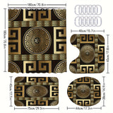 1/4pcs Black Golden Geo Printed Shower Curtain Set - Waterproof, Anti-Slip, and Decorative Bathroom Essentials with 12 Plastic Hooks, Bathtub Partition, and 4-Piece Mat Set - Complete Bathroom Decor Solution