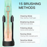 Acoustic Electric Toothbrush IPX8 Waterproof USB Rechargeable Couple Replaceable Metal Shaft Adult Men And Women With Toothbrush Seat With Suitcase Rechargeable Toothbrush Intelligent Timer 8 Replacement Brush Head 5 Colors
